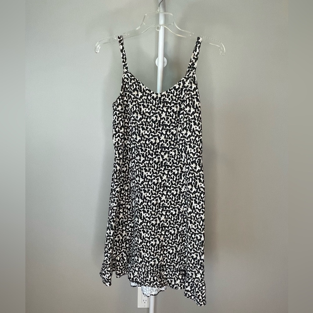 Old Navy Black and White Spotted Linen-Blend Dress